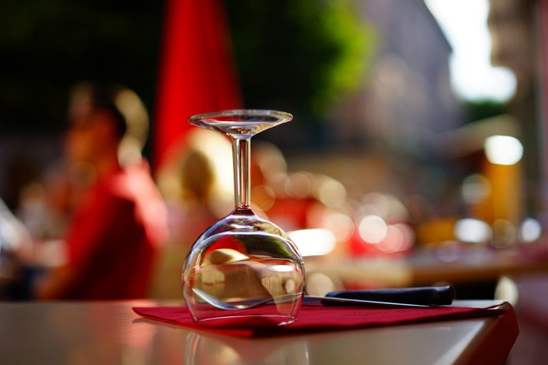 Glass of Italian red wine at Punch pizza restaurant